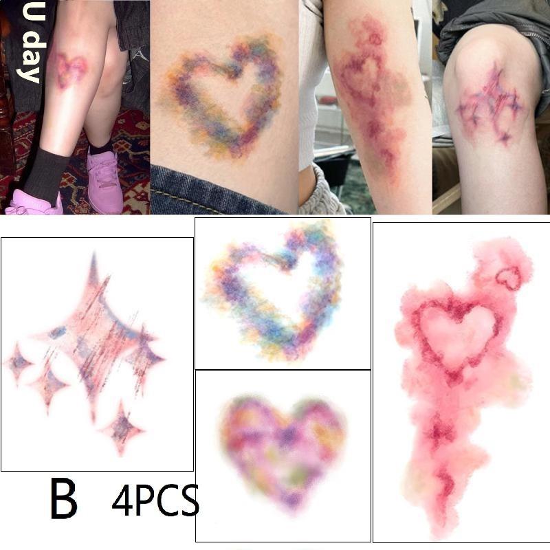 

4 листа временных татуировок на Хэллоуин, имитирующих раны и синяки, для косплея, водостойкие наклейки-тату со шрамами для рук и лодыжек, долговечные поддельные татуировки