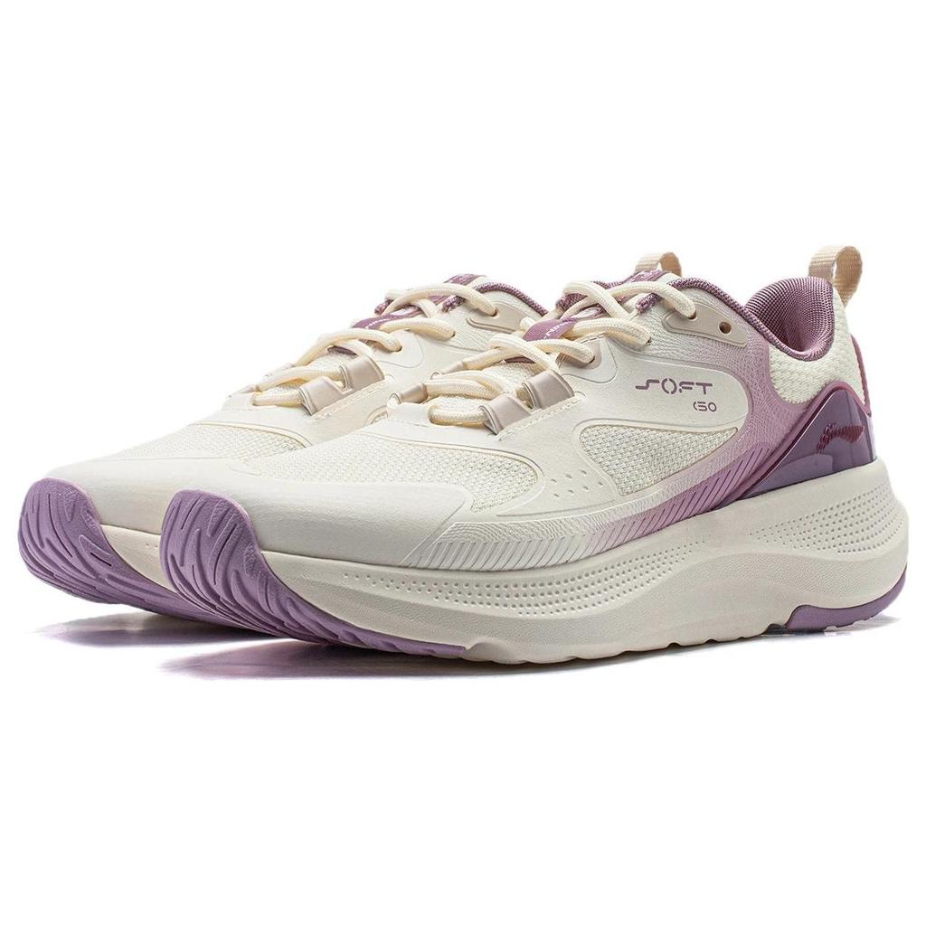 Li Ning Soft Element Breathable Lightweight Casual Shoes Women Sneaker White Purple AGLU012-2