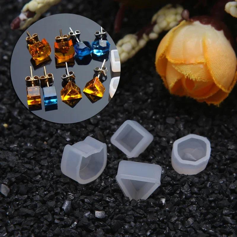 4PCS/set DIY Silicone Earring Ear Stud Mold Making Jewelry Resin Casting Mould Craft Tool Silicone Earring Back Settings Molds