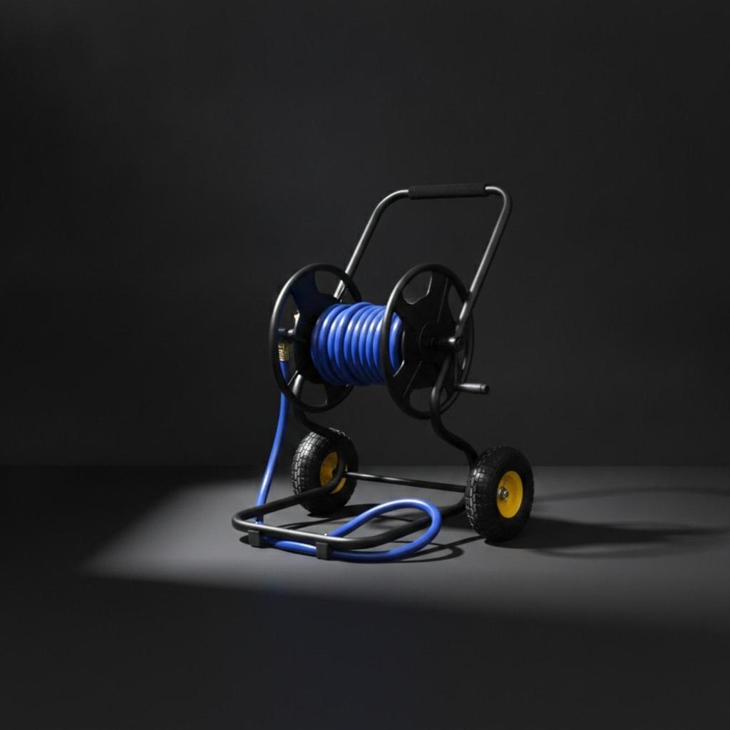 Garden Hose Reel Cart Hand-Push with Wheels Weather Resistant