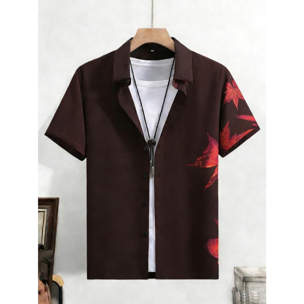 2026 Men's Spring New Short-Sleeved Shirt Plant Flowers HD 3D Printed Shirt Hawaiian Beach Party Clothes Men's Quick Drying 5XL