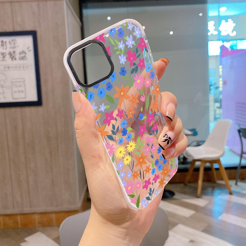 Summer new color floral mobile phone case iPhone17Pro transparent tpu soft case Apple 15 girls protective case