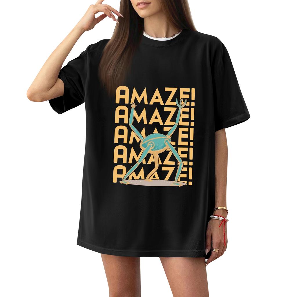 Women's Casual Printed T-Shirt Round Neck Pullover Short Sleeve Top