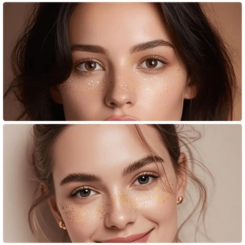 Heißes Roségold Sommersprossen Temporäre Tattoo Aufkleber Heißprägung Sommersprossen Make-up Patches Gesichts-Make-up