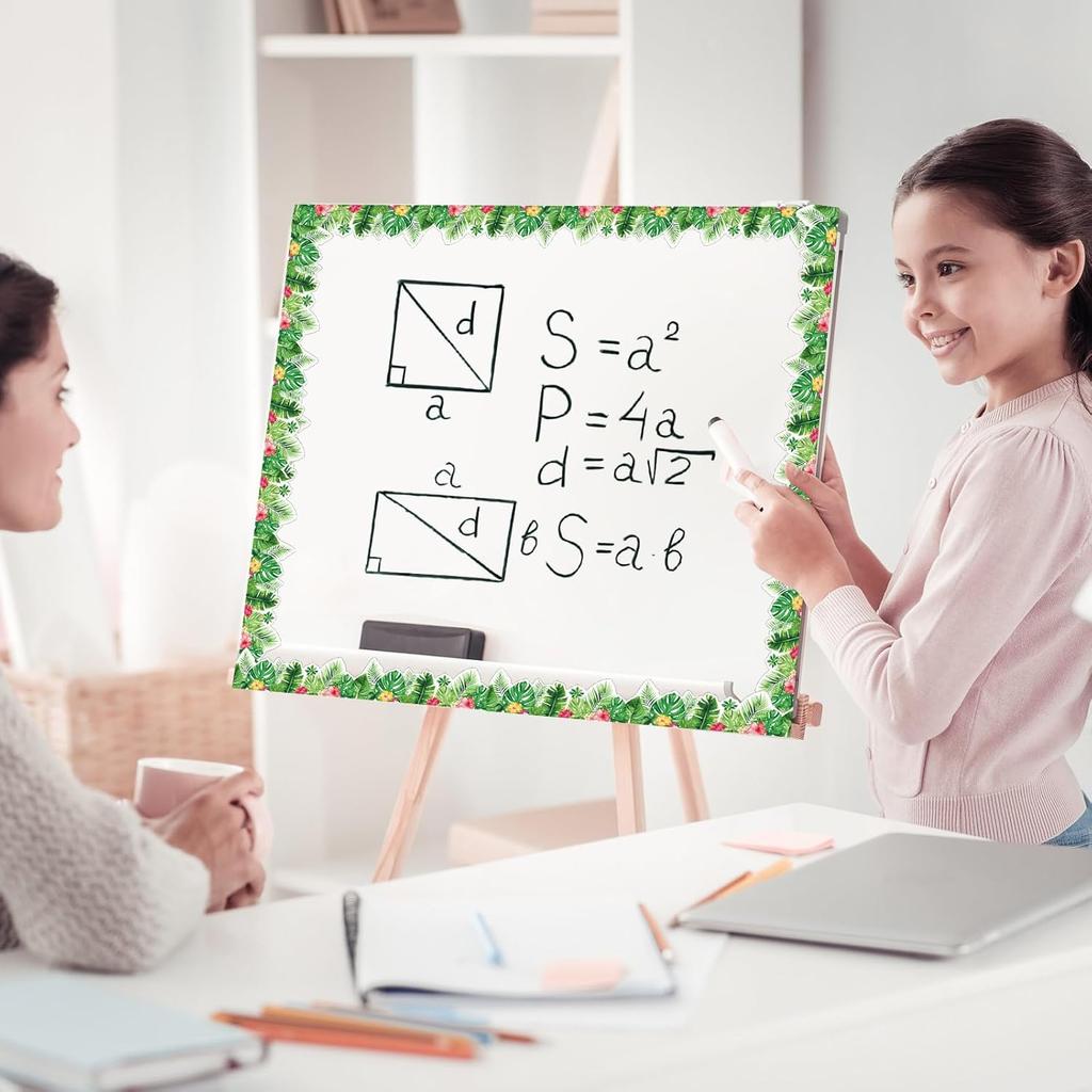 12 Pcs Boho Greenery Magnetic Border Tropical Leaves Bulletin Board Border Greenery Plant Strips Trim Bulletin Board Decorations for Back To School