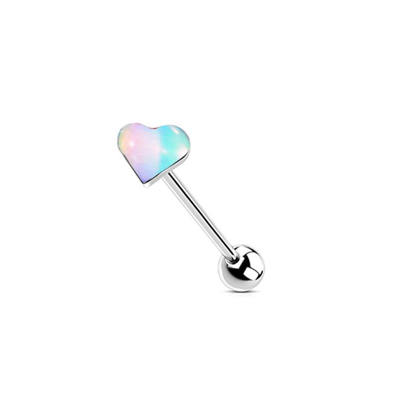 Gradient Flash Titanium Steel Tongue Ring with External Thread, 14G.