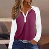 Women's T Shirt Color Block Button Long Sleeve Daily Weekend Fashion Basic V- Neck Regular Top