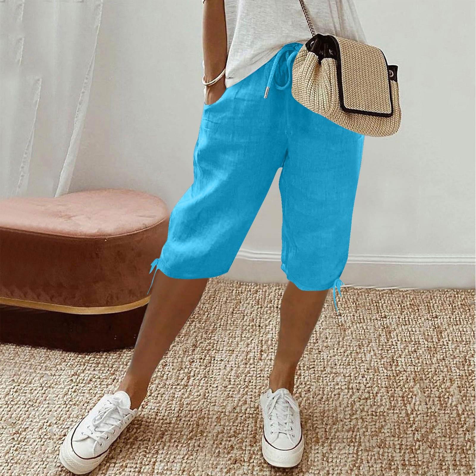 

Женские повседневные брюки с эластичным шнурком и карманами, повседневные брюки с пятью брюками на шнуровке XL