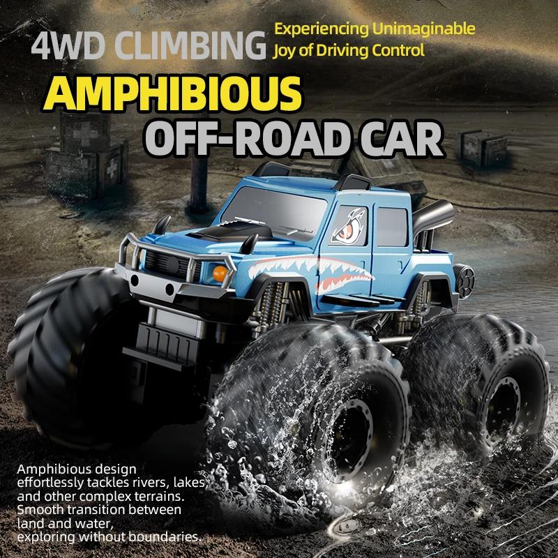 Q215 Amphibisches RC-Auto 2.4G Wasserdicht 4WD Geländegängig Hochgeschwindigkeit Kletter-Crawler Fernbedienungsfahrzeug Spielzeug für Kinder