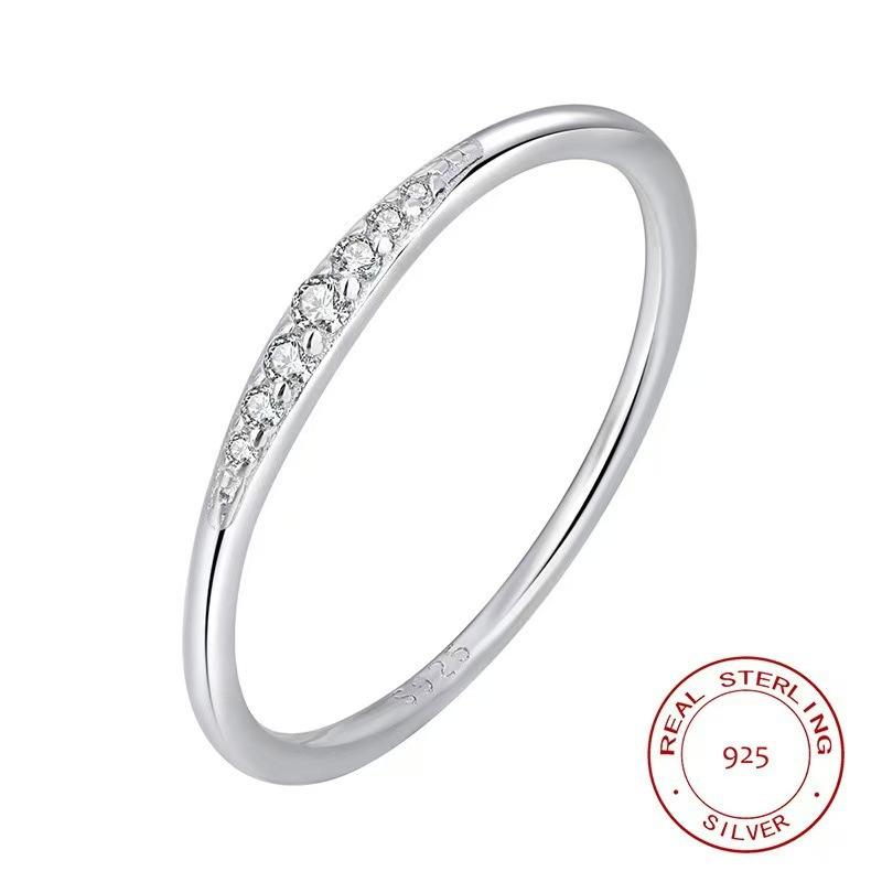 S925 Silver CZ Fashion Thin Ring for Women no. 5 серебряный
