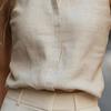 Women Tops Stand Collar Sleeveless Slim Fit Shirt Tops Pure Color Casual Shirt Summer Work Party Date Wear