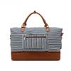 Fashion Striped Travel Bag Canvas Carry-on Luggage Travel Bag Storage Sports Bag Dry and Wet Separation Bag
