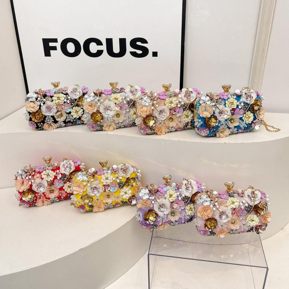 2025 Winter Women Evening Bags For Women Luxury Floral Rhinestones Shoulder Crossbody Bags Party Wedding Clutch Ladies Handbags