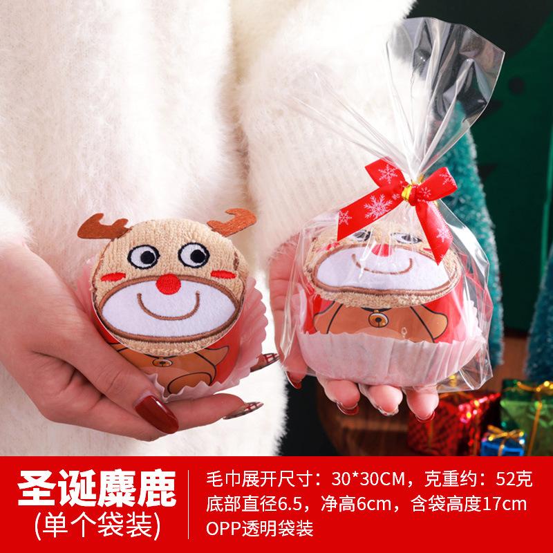 

Christmas Towels 30*30cm Cute Cake Shaped Soft Microfiber Santa Claus Snowman Embroidery Hand Towel For Xmas Navidad Decor Gifts