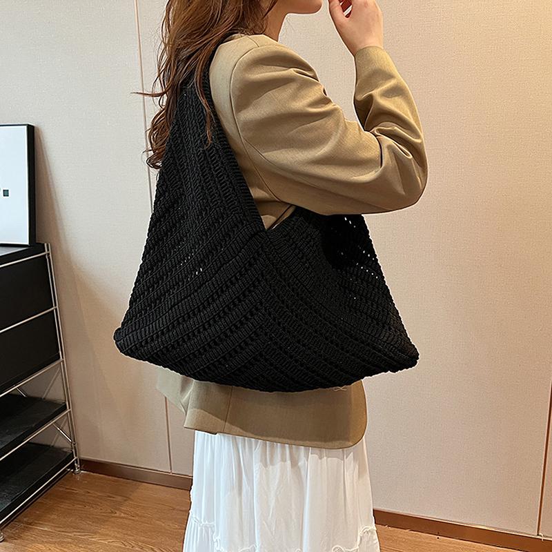 Artistic Style Colorful Knitted Bag Fashionable Casual Shoulder Bag Large Capacity Fresh Commuter Tote Bags For Women Gift