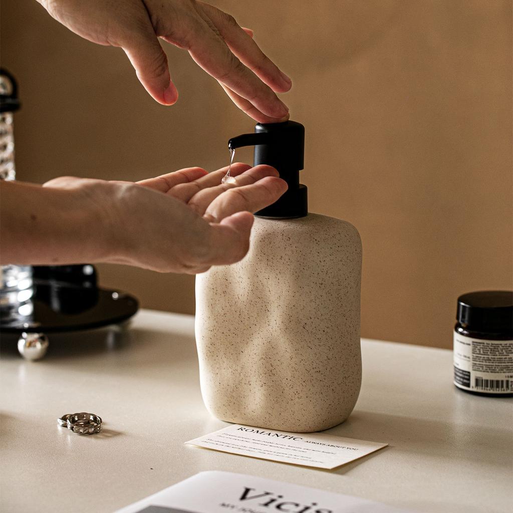 Dispenser Sapone Liquido in Terracotta Semplice Dispenser Sapone per la Casa Disinfettante Mani Gel da Bagno Shampoo Flacone con Pompetta Accessori da Bagno