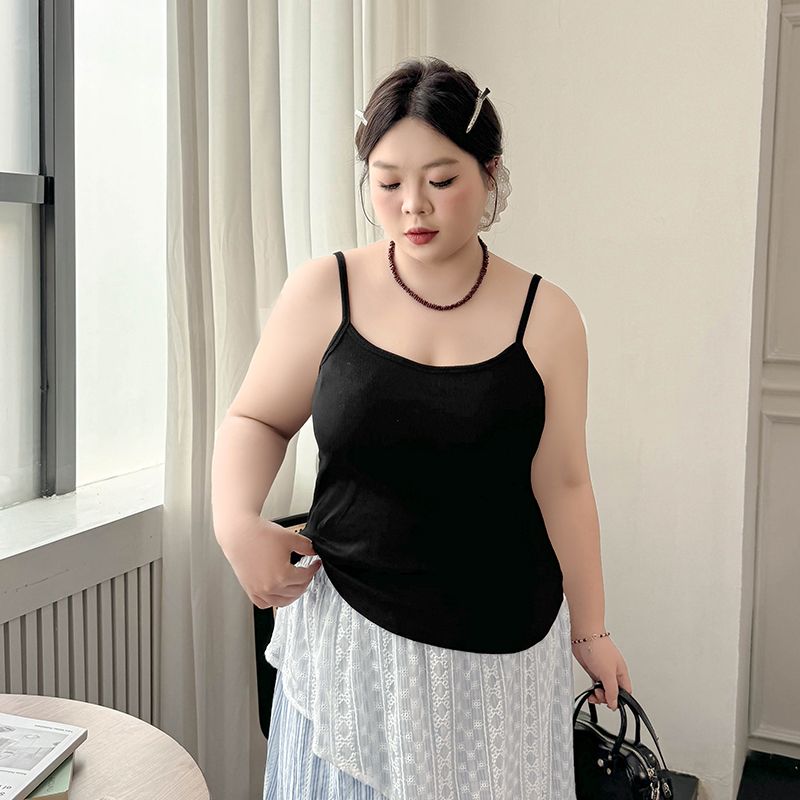 

Plus size women clothing [Summer Cool Little Sling] Summer Chubby Girl Casual Rib 100.00kg Belly Covering Vest Top