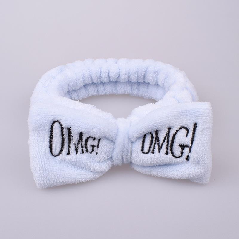 Custom Logo SPA Bowknot Hair Lace Sports Headband Adjustable Elastic OMG Hair Band for Women and Girls Yoga Shower Wash