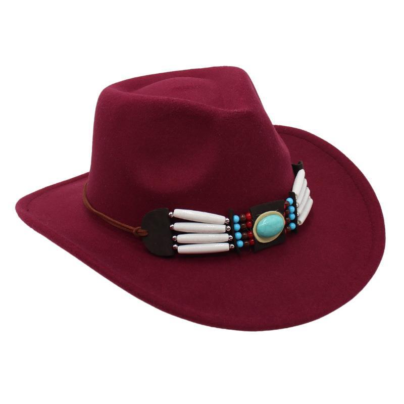 Ethnic Style Western Cowboy Hat Curled Tweed Hat Tibetan Top Hat