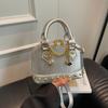 Minimalist Shell Handbag For Women Pu Leather With Metal Rivets Casual Crossbody For Spring Outfits