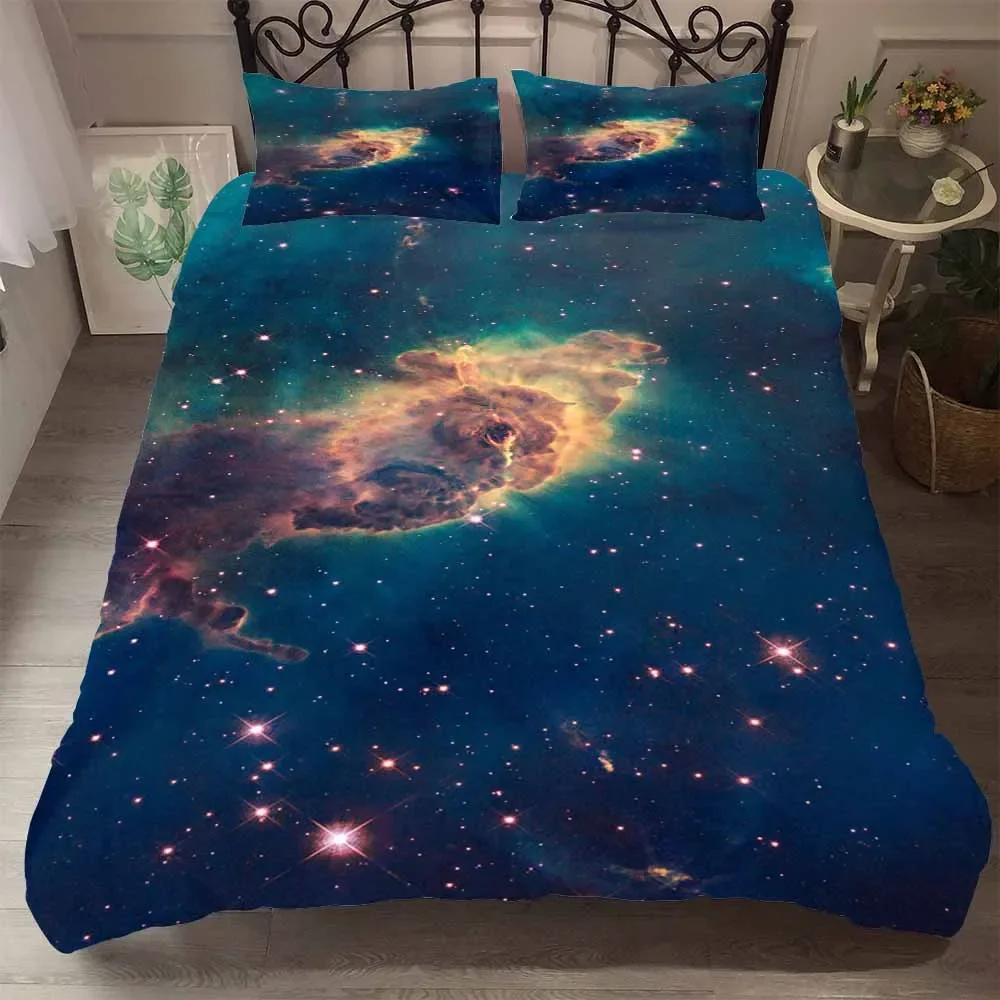 Druck Starlight Galaxy Mikrofaser Bettbezug mit Kissenbezügen Sternenhimmel Bettdeckenbezug Bettwäscheset Dropship Duver Cove Sets