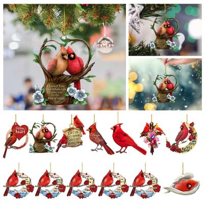 Red Priest Pendant Realistic Bird Decor Letter Print Tag Christmas Decor Colorfast Hanging Car Window Pendant Holiday Valentines Day Gift