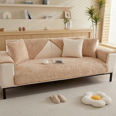 Winter Lamb Velvet Sofa Towel Modern Solid Color Plush Soft Smooth Sofa Covers for Living Room L-shape Anti-slip Couch Cover