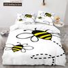 Bienen Bettbezug Set King Queen Größe Gelb Weiß Schwarz Cartoon Wütende Biene 3D Gedruckt Für Kinder Junge Mädchen Teenager Polyester Bettwäsche Set