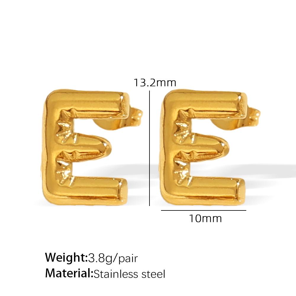 Gold Edelstahl Blase 26 Buchstaben Ohrstecker Einfache Dicke Ohrstecker