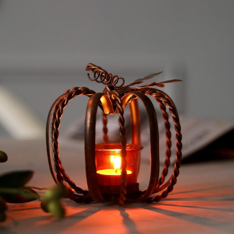 Home Wedding Decoration Table Christmas Decorations Iron Art Retro Decorations Halloween Gifts Pumpkin Candlestick