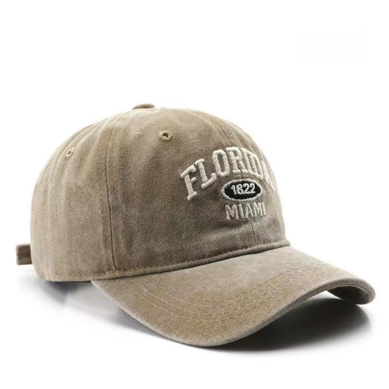 Retro Florida Embroidery Baseball Cap Vintage Washed Distressed Corduroy Dad Hat Adjustable Unisex Mens Cap Adjustable