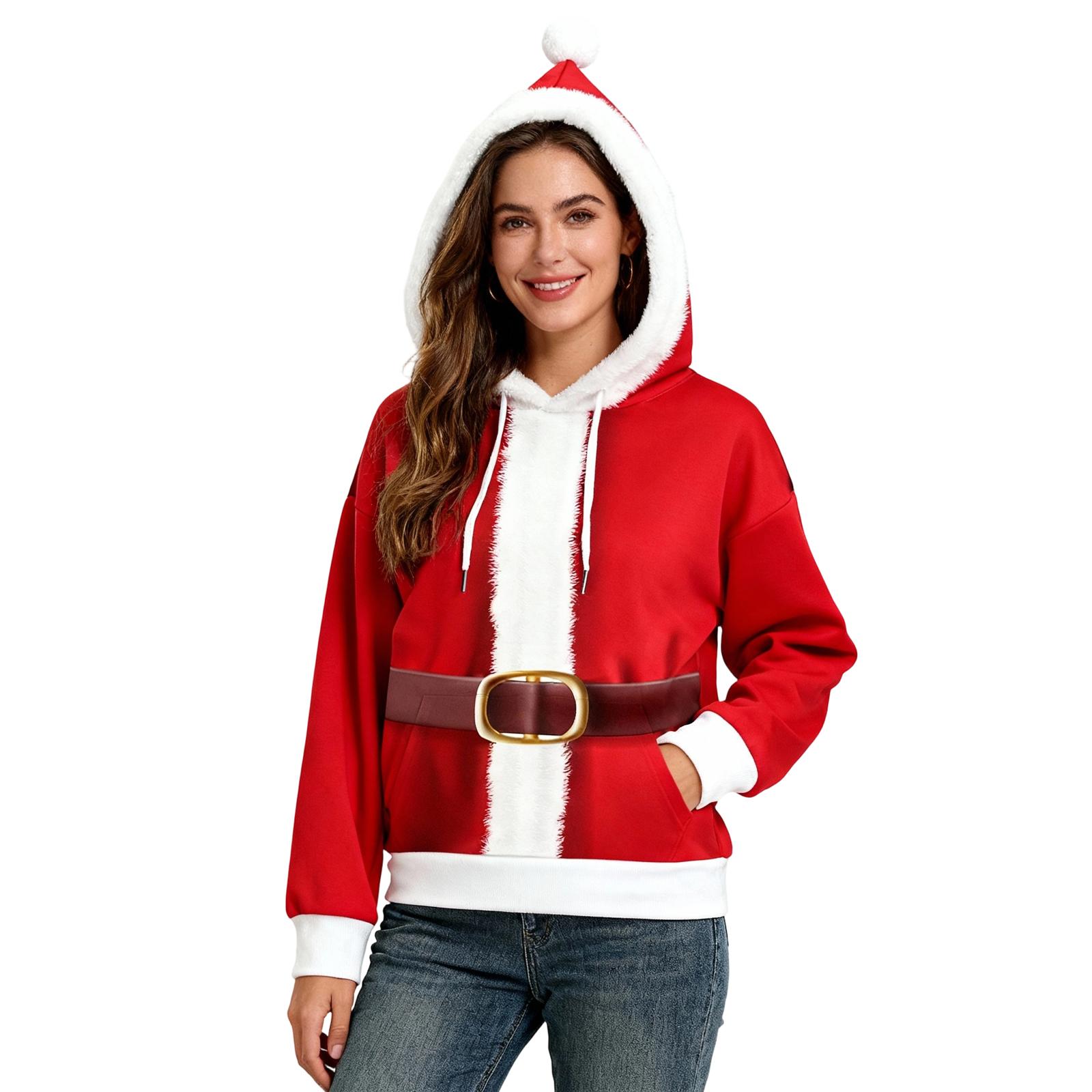 Женский повседневный модный худи с помпоном и длинными рукавами S красный 2459₽