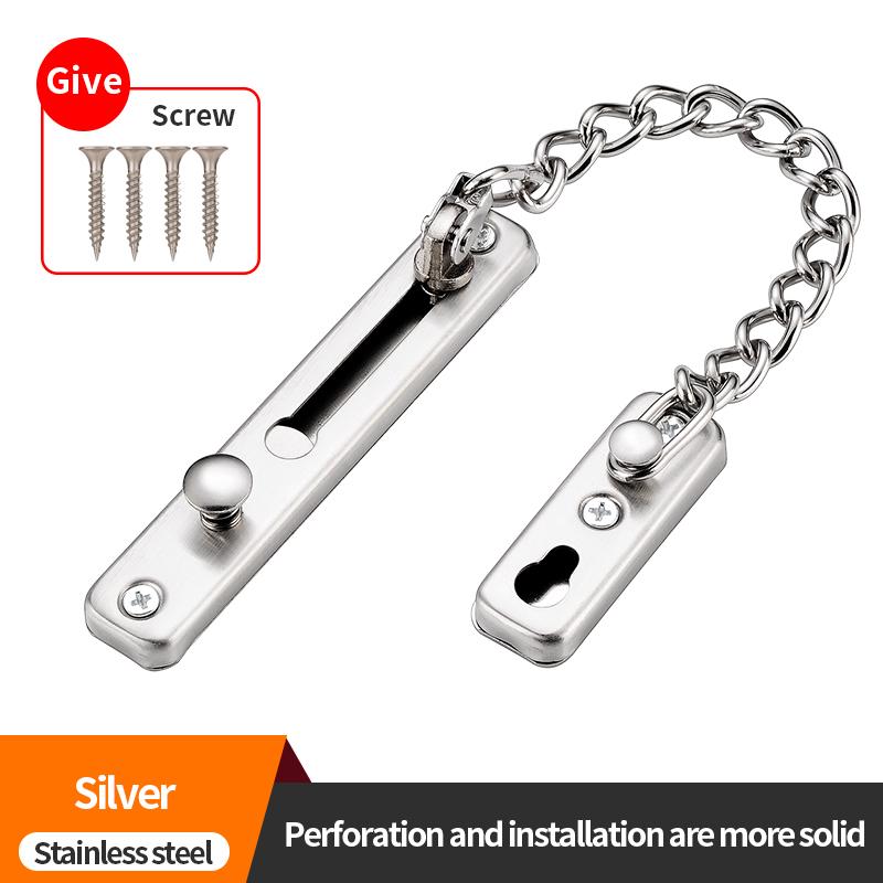 

1PCS Door Chain Lock Stainless Steel Security Chain Anti-theft Door Latch Buckle for Home Hotel Apartment Screw Guard Accessorie