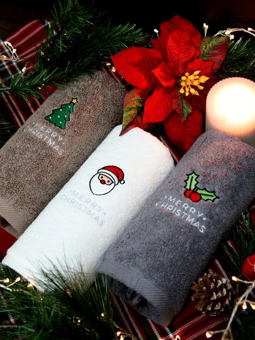 Songwol Towel Christmas Santa Embroidery 150g Cotton Towel (10 sheets) Random
