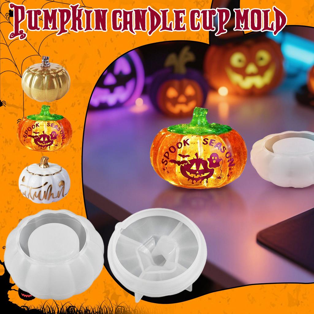 DIY Halloween Silicone Pumpkin Jar Resin Mold,Pumpkin Silicone Mold For Resin Art,Storage Box Candle Jar,Halloween Home Decor