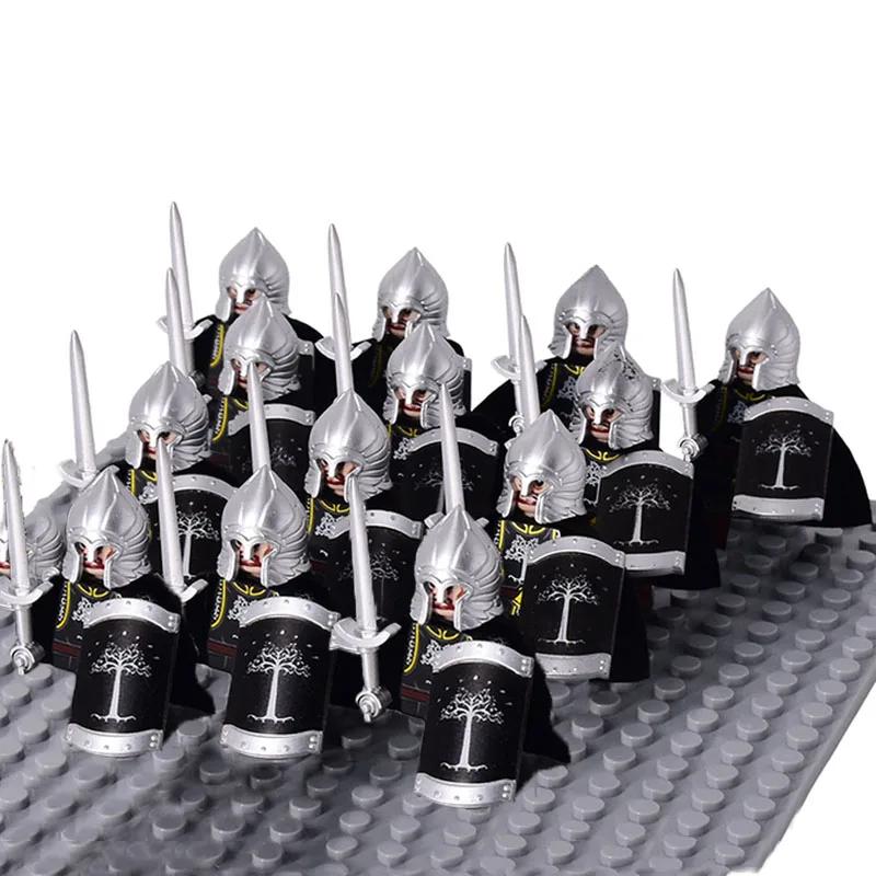 13Pcs Gondor Battle Spearman Body Gurad Infantry VS Roman Solider Eomer Rohan Warriorr Figures Blocks Set Toys for Kids