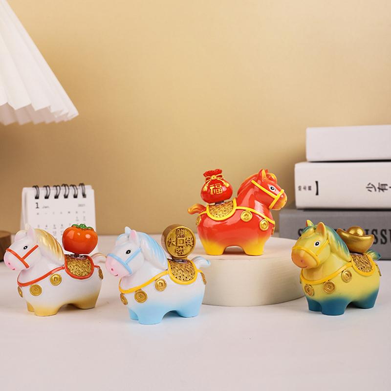 Zodiac Horse Ornaments Handcrafted Year Of The Horse Resin Cartoon Horse Statue Diy Craft