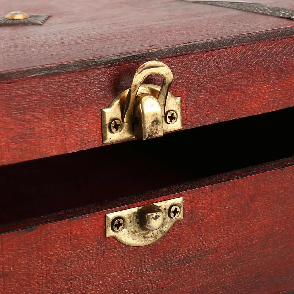 Wooden Vintage Treasure Chest Coin Jewellery Storage Box With Lock Pirate Gift Boxes Organizer Container Decorative Gift
