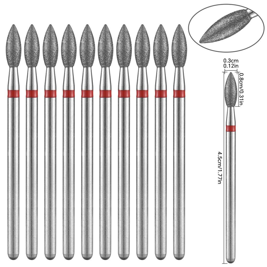 10PCS Diamond Nail Drill Bit Set Electric Milling Cutters For Manicure Rotary Burr Cuticle Clean Manicure Drill Accessories