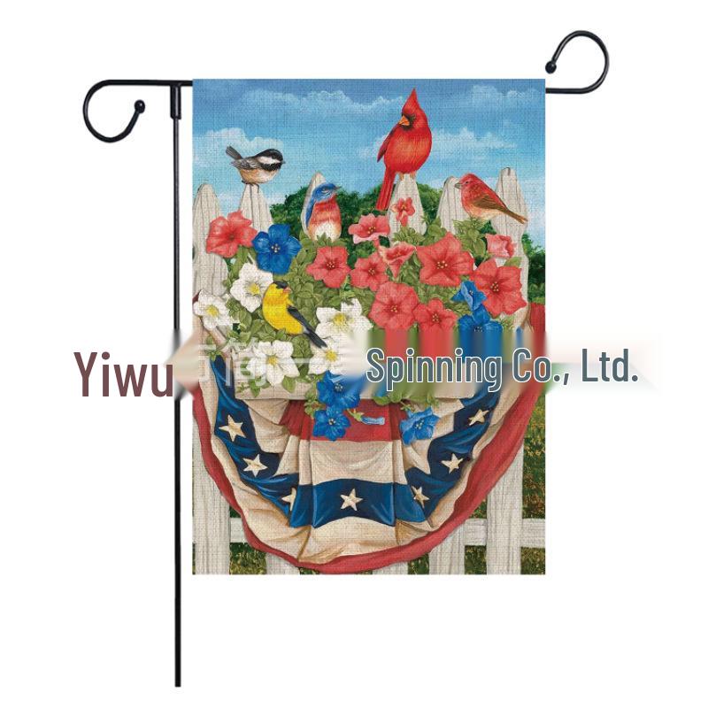 Double-Sided American Flag Garden Decoration Linen Flag for Spring and Summer 32x46 cm