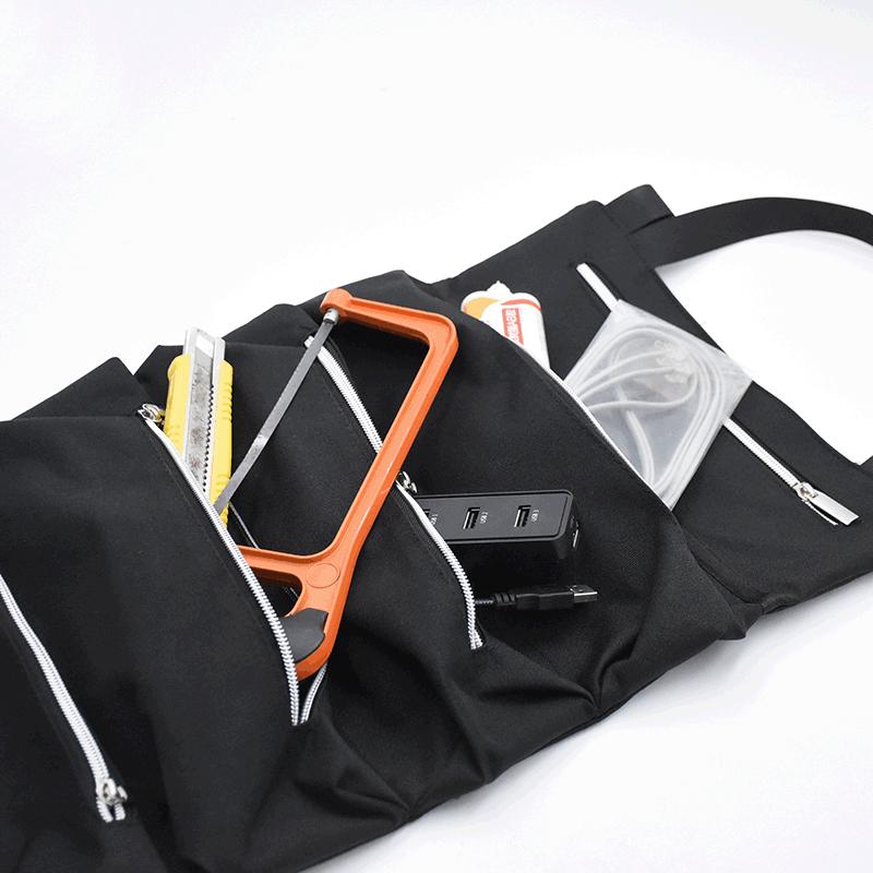 Multi-Purpose Canvas Roll for Tool Bag Car First Aid Kit Wrap Roll Storage Case Hanging Tool Zipper Carrier Tote Car CampingGear