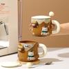 Creative Magnetic Bear Ceramic Mug with Lid and Spoon