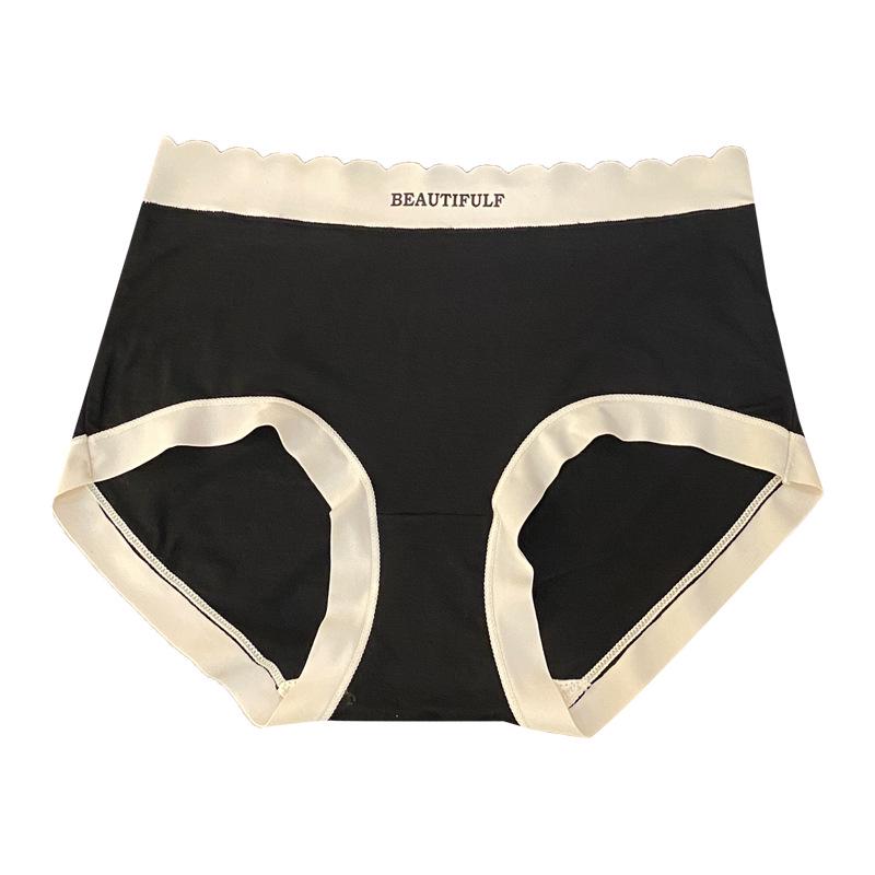 Women's Mid-Waist Seamless Cotton Underwear - Antibacterial, Breathable, Color-Block Triangle Briefs