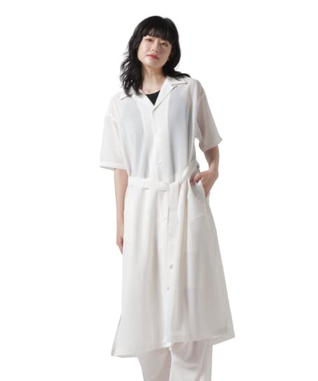 Schott Women's SIFFON SHIRT ONE PIECE, Chiffon Shirt Dress, F 033, Off-White, 782-3123603