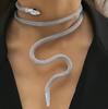 Exaggerated Metal Snake Choker Set with Wrap-Around Necklace & Bracelet - Adjustable Design
