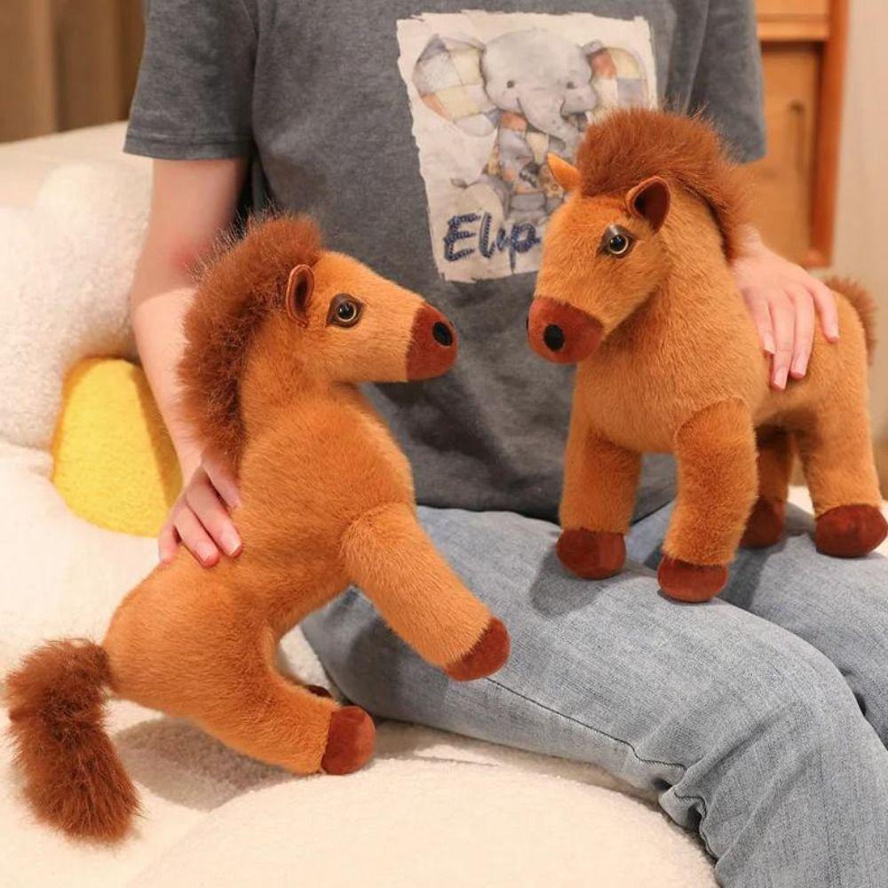 Simulation Pony Plush Toys Long Mane Cartoon Horse Stuffed Toy  Easter Gifts