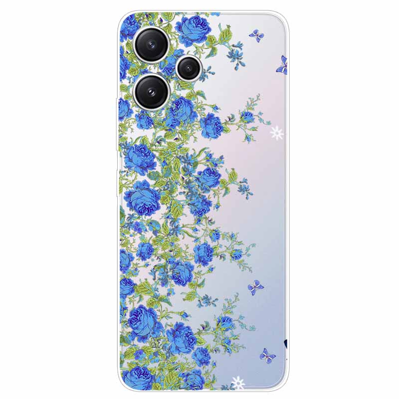 For Xiaomi Redmi 12 Case Flowers Clear TPU Silicon Funda Capa On for Redmi 12 4G / Redmi12 5G Soft Covers Transparent Coque Bags