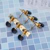 Gold Plated 3+3 Long Position Acoustic Guitar Tuning Pegs with Black Plastic Heads