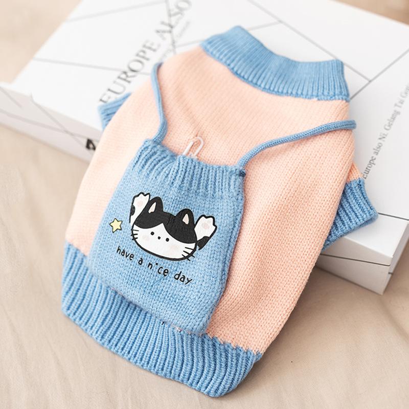 Dog clothes Autumn and winter small puppies and kittens warm two-legged knitted sweater Yorkshire teddy pet clothing