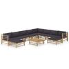 VidaXL Garden Lounge Set 11 Pcs with Dark Grey Cushions Bamboo